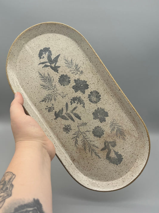 Large Ferns and Flowers Platter